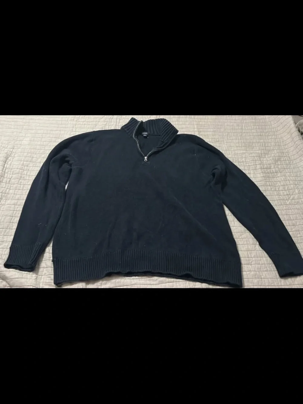 J. Crew Men's Navy V-Neck Half-Zip Sweater